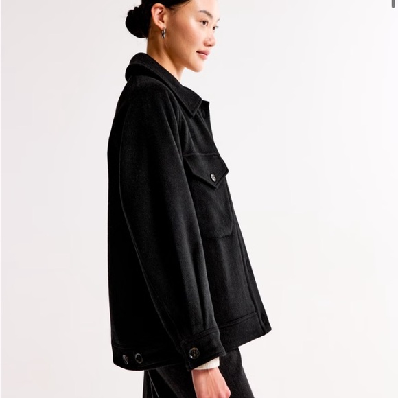 Abercrombie & Fitch Black Utility Jacket Wool Blend New with Tags - Picture 2 of 10